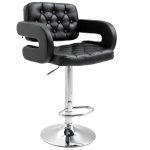 Black leather adjustable barstool - Image 4