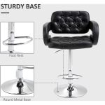 Black leather adjustable barstool - Image 3