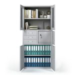Grey Metal Vertical Filing Cabinet - Image 5