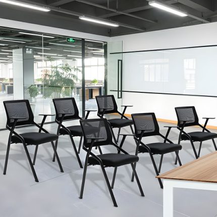 Black Modern Task Chair with Fixed Arms