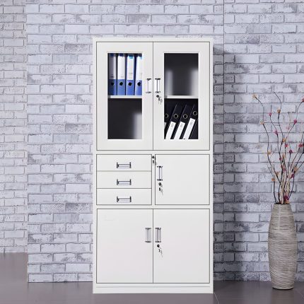 Two door metallic cabinet with safe