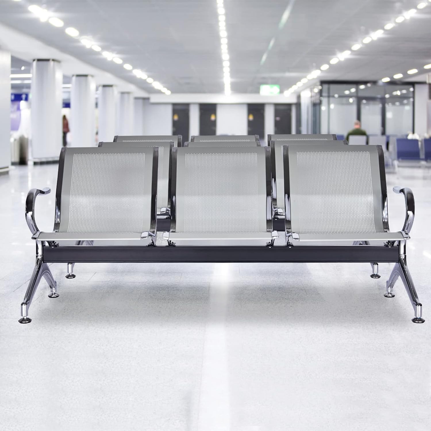 712pdgX0C0L._AC_SL1500_.jpg 3-Link metallic office waiting bench - Image 1