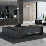 Wooden L Shape Office Table (Mahogany) - Image 2