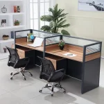 Four way modular office workstation (Brown) - Image 5