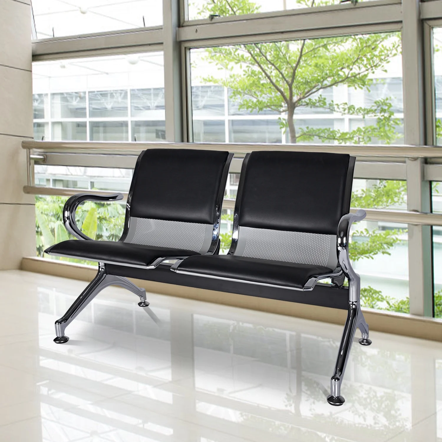 Kinbor-2-Seat-Waiting-Room-Reception-Chair-with-Arms-Office-Guest-Chairs-Reception-Chairs-PU-Leather-Seat-Black_aceba064-5487-4232-865a-f842eeff003c.3ec66a13f8afef54ab21e27bec4ad713.webp 2-Seat Waiting Room Reception Chair - Image 1