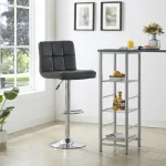 Adjustable swivel leather barstool