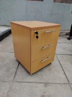 Office 1200mm Beech desk with side pedestal - Image 3