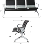 3 Link padded office waiting bench - Image 4