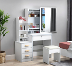 Elegant Design for Modern Beauty Spaces Upgrade your grooming area with the White Dressing Boss Table, a stylish and functional piece designed for makeup lovers, professionals, and anyone who values organized beauty storage. With its modern white finish and spacious layout, this dressing table transforms any room into a refined, clutter-free beauty station. Premium Mirror Setup for Daily Grooming This professional-style mirror section offers clear visibility, ensuring flawless makeup application and grooming. Additionally, the well-sized reflective surface enhances lighting and adds depth to your room. For more tips on designing effective vanity spaces, visit Architectural Digest’s vanity ideas . Spacious Storage for Beauty Essentials The table features multiple drawers and compartments that help you store cosmetics, skincare items, hair tools, and accessories neatly. Consequently, you can keep everything organized and easily accessible. Pair this unit with our White 5-Tier Storage Cabinet or White Foldable Office Table if you need extra storage or a matching white furniture theme. Sleek White Finish for a Modern Aesthetic With its smooth white coating and polished edges, the Dressing Boss Table blends effortlessly into contemporary bedrooms, beauty studios, and professional makeup rooms. Moreover, its minimalist style complements a variety of décor themes, from luxury modern to simple Scandinavian. Key Features Spacious drawers for storing beauty essentials Smooth white finish for a clean, modern appearance Large mirror surface for perfect grooming visibility Durable construction for long-term use Ideal for bedrooms, salons, and beauty rooms Image Alt Attributes: “White dressing boss table with spacious drawers” “Modern white vanity table with mirror setup” The White Dressing Boss Table brings elegance, functionality, and exceptional storage together. Whether you're preparing for work, events, or daily routines, this modern dressing unit enhances your space beautifully while keeping everything organized.