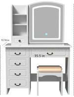 White Beauty Dressing Table - Image 2