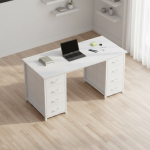 White Office Study Table Modern White Office Study Table for Home, School, and Office Use The White Office Study Table is a modern, durable, and space-saving workstation designed to provide a comfortable and productive environment for studying, working, reading, and writing. Its elegant white finish and minimalist design make it a perfect addition to home offices, study rooms, schools, libraries, corporate offices, and co-working spaces. Whether you are a student, professional, or remote worker, this versatile study table offers the ideal balance of style, functionality, and durability. Manufactured from high-quality engineered wood and supported by a sturdy frame, this study table is built to withstand everyday use. The spacious tabletop provides ample room for a laptop, desktop computer, books, files, stationery, and other office essentials, helping you maintain a clean and organized workspace. Its smooth, scratch-resistant surface is easy to clean and maintain, ensuring it retains its attractive appearance for years. White Office Study Table Features Designed with productivity in mind, this study desk offers a practical workspace while complementing modern, Scandinavian, and contemporary interiors. Its compact footprint makes it suitable for both small and large rooms without sacrificing work surface space. Key Features Spacious tabletop for laptops, computers, books, and office accessories Durable engineered wood construction Strong and stable frame for long-lasting use Elegant white finish for a modern appearance Scratch-resistant and easy-to-clean surface Space-saving design for home and office use Suitable for studying, writing, reading, and office work Ideal for homes, schools, libraries, offices, and co-working spaces Easy to assemble with clear instructions Designed for everyday residential and commercial use