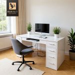White Office Study Table Modern White Office Study Table for Home, School, and Office Use The White Office Study Table is a modern, durable, and space-saving workstation designed to provide a comfortable and productive environment for studying, working, reading, and writing. Its elegant white finish and minimalist design make it a perfect addition to home offices, study rooms, schools, libraries, corporate offices, and co-working spaces. Whether you are a student, professional, or remote worker, this versatile study table offers the ideal balance of style, functionality, and durability. Manufactured from high-quality engineered wood and supported by a sturdy frame, this study table is built to withstand everyday use. The spacious tabletop provides ample room for a laptop, desktop computer, books, files, stationery, and other office essentials, helping you maintain a clean and organized workspace. Its smooth, scratch-resistant surface is easy to clean and maintain, ensuring it retains its attractive appearance for years. White Office Study Table Features Designed with productivity in mind, this study desk offers a practical workspace while complementing modern, Scandinavian, and contemporary interiors. Its compact footprint makes it suitable for both small and large rooms without sacrificing work surface space. Key Features Spacious tabletop for laptops, computers, books, and office accessories Durable engineered wood construction Strong and stable frame for long-lasting use Elegant white finish for a modern appearance Scratch-resistant and easy-to-clean surface Space-saving design for home and office use Suitable for studying, writing, reading, and office work Ideal for homes, schools, libraries, offices, and co-working spaces Easy to assemble with clear instructions Designed for everyday residential and commercial use