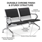 The 2 Link Reception Metallic Bench is a durable and stylish waiting area seating solution designed for reception spaces, offices, hospitals, airports, schools, banks, and public facilities. Featuring a strong metallic frame and a connected two-seat design, this reception bench provides comfortable and organized seating while maximizing space efficiency in busy environments. Constructed from high-quality metal materials, the 2 Link Reception Metallic Bench offers excellent strength, stability, and long-lasting performance. The sturdy frame is designed to withstand frequent daily use, making it ideal for high-traffic areas. Its comfortable seats provide a pleasant waiting experience for visitors, while the sleek professional design enhances the appearance of modern reception areas. Perfect for corporate offices, healthcare facilities, institutions, and commercial spaces, this metallic waiting bench combines functionality, durability, and a clean contemporary look. It is easy to maintain and provides a reliable seating solution for customers, guests, and employees. Key Features Two-seat linked reception bench design Strong metallic frame construction Durable and stable structure Comfortable seating for waiting areas Space-saving connected design Easy-to-clean and low-maintenance surface Professional modern appearance Suitable for offices, hospitals, banks, schools, airports, and public areas Designed for high-traffic commercial environments Built for long-lasting everyday use Key Benefits Creates an organized and welcoming reception area Provides comfortable seating for visitors Durable construction for frequent use Maximizes available space efficiently Easy to maintain and clean