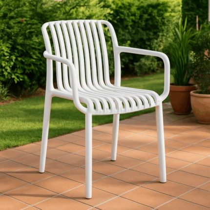 The White Plastic Outdoor Chair is a lightweight, durable, and versatile seating solution designed for outdoor and indoor spaces. With its clean white finish and modern design, this chair is ideal for patios, gardens, balconies, restaurants, cafés, events, offices, schools, and homes. It provides comfortable seating while adding a fresh and stylish look to any environment. Made from high-quality, weather-resistant plastic, the chair is designed to withstand everyday outdoor use while remaining easy to maintain. Its strong molded construction offers excellent stability and durability, while the lightweight design makes it easy to move, arrange, and store. The smooth surface is easy to clean, making it a practical choice for busy residential and commercial spaces. Whether you need additional seating for outdoor gatherings, dining areas, or professional events, the White Plastic Outdoor Chair delivers a perfect combination of convenience, comfort, and long-lasting performance. Key Features Elegant white modern design Durable weather-resistant plastic construction Lightweight and easy to move Strong and stable molded frame Easy-to-clean smooth surface Suitable for indoor and outdoor use Space-saving and easy to store Ideal for gardens, patios, balconies, restaurants, cafés, schools, offices, and events Comfortable seating for everyday use Low-maintenance and long-lasting design