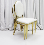 The Gold Stackable Conference Chair is an elegant and practical seating solution designed for professional meetings, conferences, training sessions, events, hotels, churches, and banquet halls. Featuring a stylish gold finish and a sophisticated design, this chair adds a premium look to any space while providing comfortable seating for guests, clients, and attendees. Built with a strong and durable metal frame, the chair offers excellent stability and long-lasting performance even in high-use environments. The comfortable padded seat and supportive backrest provide enhanced comfort during extended meetings, seminars, and presentations. Its stackable design allows for easy storage and efficient use of space when the chairs are not required. Perfect for corporate offices, conference rooms, event venues, and commercial spaces, the Gold Stackable Conference Chair combines luxury, functionality, and durability in one stylish seating solution. Key Features Elegant gold modern finish Stackable design for convenient storage Strong metal frame construction Comfortable padded seat and backrest Durable upholstery for everyday use Lightweight and easy to move Space-saving storage solution Professional appearance for executive environments Ideal for offices, conference rooms, hotels, churches, training centers, and events Easy to clean and maintain