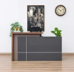 The Brown Reception Office Desk is a stylish and functional reception counter designed to create a professional and welcoming first impression in offices, hotels, hospitals, clinics, schools, salons, and commercial establishments. Featuring a rich brown wood finish and a contemporary design, this reception desk enhances the appearance of your front office while providing an organized workspace for receptionists and customer service staff. Crafted from high-quality engineered wood with a durable construction, the desk is built to withstand the demands of busy commercial environments. Its spacious worktop provides ample room for computers, telephones, printers, office supplies, and customer records. Integrated drawers, shelves, and storage compartments help keep documents and essentials neatly organized, ensuring a clutter-free and efficient workspace. The smooth, scratch-resistant surface is easy to clean and maintain, preserving its elegant appearance for years. Designed for both functionality and style, the Brown Reception Office Desk complements modern, executive, and contemporary office interiors. Whether you're setting up a corporate reception, medical facility, educational institution, or retail business, this reception desk delivers the perfect balance of durability, organization, and professional appeal. Key Features Elegant brown wood finish Spacious reception worktop Durable engineered wood construction Built-in drawers, shelves, and storage compartments Scratch-resistant and easy-to-clean surface Strong and stable design for daily commercial use Professional appearance for reception and customer service areas Suitable for offices, clinics, hospitals, hotels, salons, schools, and retail businesses Space-saving design with ample storage Easy to assemble and built for long-lasting performance