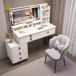 The White Dressing Table With Mirror is a stylish and practical bedroom furniture piece designed to provide a complete grooming and storage solution. Featuring an elegant white finish, spacious tabletop, built-in mirror, and convenient storage compartments, this dressing table adds beauty, organization, and functionality to modern bedrooms, apartments, dressing rooms, and guest spaces. Crafted from high-quality materials, the dressing table offers excellent durability and stability for everyday use. The large mirror provides a clear and comfortable view for makeup, hairstyling, and personal grooming, while the spacious drawers and compartments help keep cosmetics, jewelry, perfumes, skincare products, and accessories neatly organized. Its smooth white surface is easy to clean and maintains a fresh, elegant appearance. With its modern design and practical features, the White Dressing Table With Mirror complements contemporary, minimalist, and luxury bedroom interiors. It is the perfect choice for anyone looking to create a beautiful and organized personal grooming area. Key Features Elegant white modern finish Built-in mirror for convenient grooming Spacious tabletop for beauty essentials Multiple drawers and storage compartments Durable and stable construction Smooth, easy-to-clean surface Stylish design for modern bedrooms Ideal for cosmetics, jewelry, perfumes, and accessories Suitable for bedrooms, apartments, dressing rooms, and guest rooms Built for long-lasting everyday use