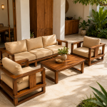 5 Seater Mahogany Office Sofa Elegant Executive Seating for Offices and Reception Areas The 5 Seater Mahogany Office Sofa is a luxurious seating solution designed to bring sophistication, comfort, and functionality to executive offices, reception areas, boardrooms, hotel lounges, and corporate waiting spaces. Featuring premium upholstery and beautifully crafted mahogany wooden accents, this sofa provides spacious seating for up to five people while creating a warm and professional atmosphere. Moreover, its timeless design complements both modern and classic office interiors. Premium Mahogany Construction Manufacturers craft the 5 Seater Mahogany Office Sofa using a solid mahogany hardwood frame combined with high-quality upholstery and high-density foam cushions. This premium construction ensures exceptional strength, stability, and long-lasting durability, making it suitable for everyday use in busy commercial and executive environments. As a result, the sofa retains its elegance and performance for years. Superior Comfort The 5 Seater Mahogany Office Sofa features generously padded cushions, supportive backrests, and comfortable armrests that provide excellent comfort for clients, guests, and staff. Additionally, the ergonomic seating design promotes relaxation during meetings, discussions, or waiting periods. Therefore, it is an ideal choice for creating a welcoming and comfortable environment. Timeless Executive Design The rich mahogany finish adds warmth and elegance to any office or reception space. Furthermore, the refined craftsmanship pairs beautifully with executive desks, coffee tables, bookshelves, and other premium office furniture. Consequently, this sofa enhances the professional image of your business while elevating the overall décor. Versatile for Commercial and Residential Use The 5 Seater Mahogany Office Sofa is suitable for executive offices, reception areas, boardrooms, hotel lobbies, corporate lounges, law firms, banks, hospitals, and upscale living rooms. In addition, its versatile design makes it an excellent investment for both business and residential interiors. Easy to Clean and Maintain The premium upholstery can be cleaned using a soft, damp cloth or an appropriate fabric or leather cleaner, depending on the upholstery material. Moreover, the polished mahogany frame requires minimal maintenance and helps preserve the sofa's luxurious appearance. Features Spacious five-seater design Solid mahogany hardwood frame Premium high-density foam cushioning Comfortable armrests and backrests Elegant executive style Strong and durable construction Stable and sturdy support Easy to clean and maintain